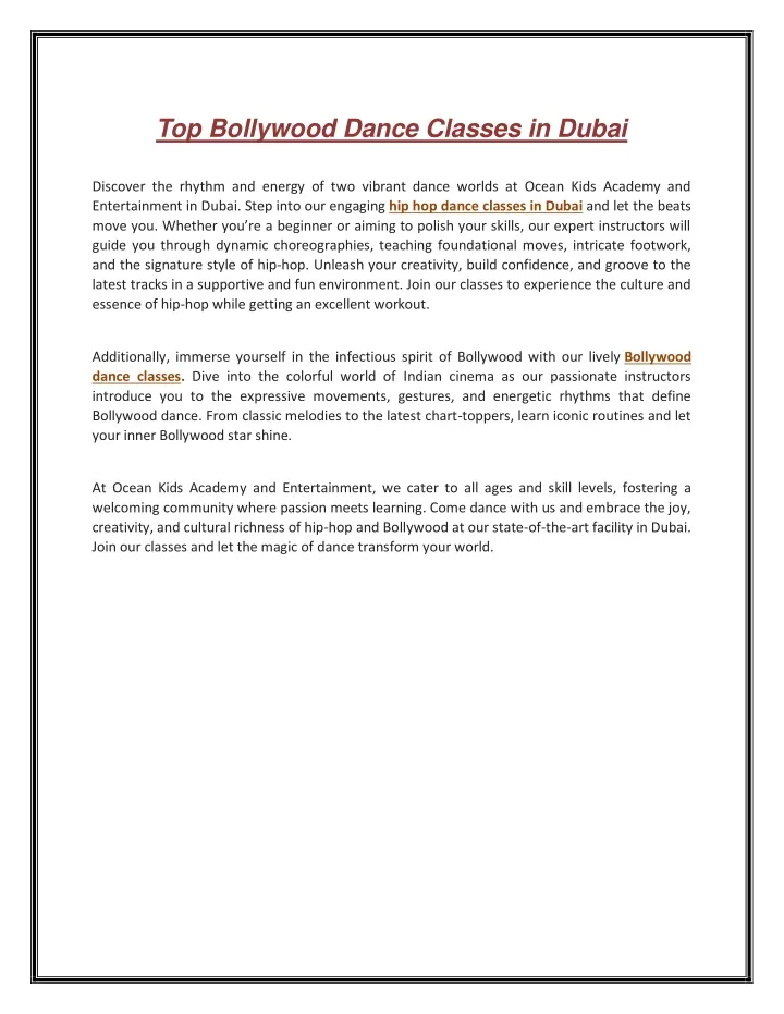 top bollywood dance classes in dubai