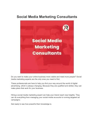 Social Media Marketing Consultants