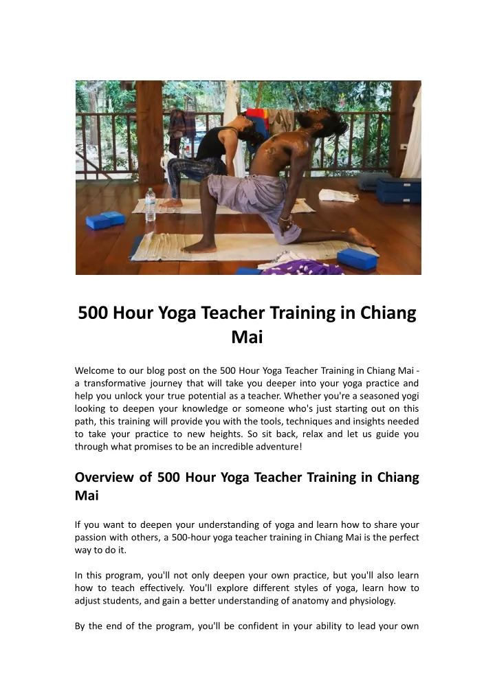 500 hour yoga teacher training in chiang mai