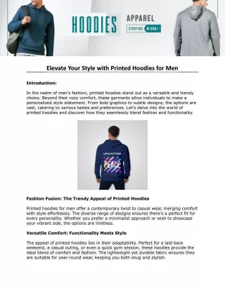 Elevate Your Style with Printed Hoodies for Men