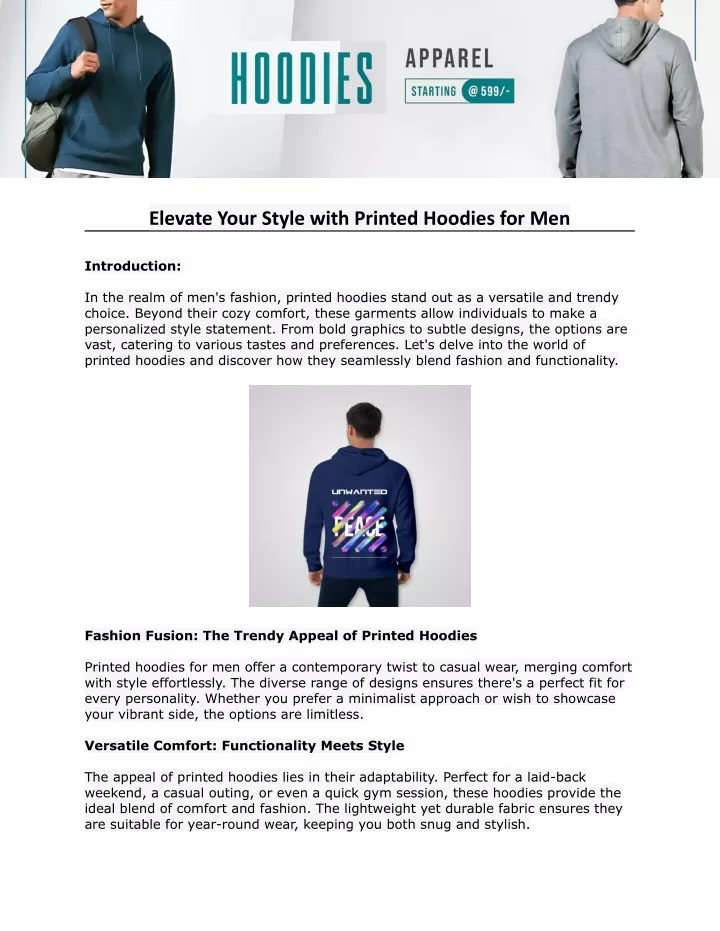 elevate your style with printed hoodies for men