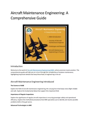 aircraft maintenance engineering a comprehensive guide