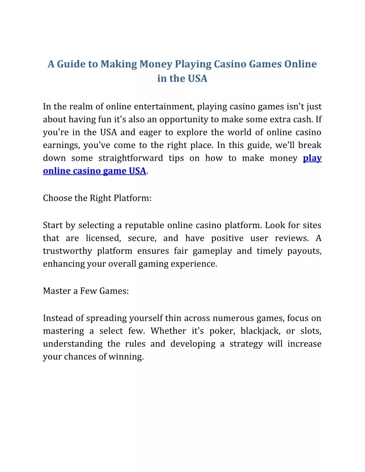 a guide to making money playing casino games