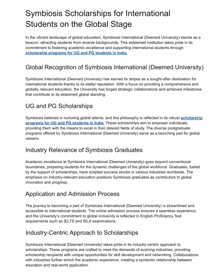 symbiosis scholarships for international students