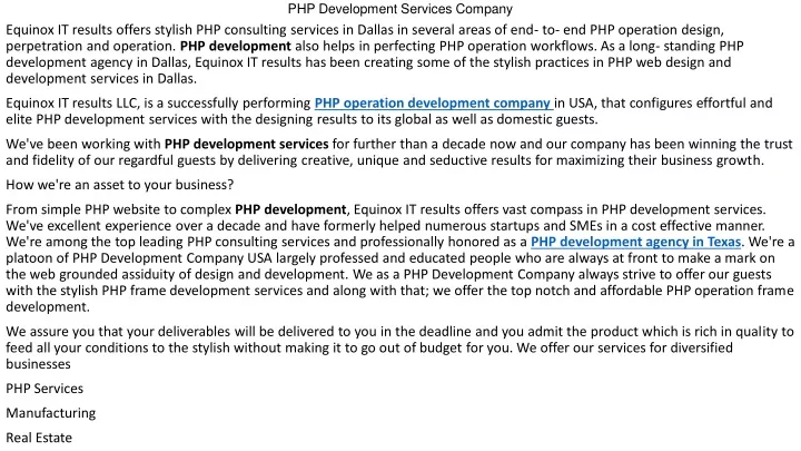 php development services company