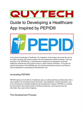 Guide to Developing a Healthcare App Inspired by PEPID