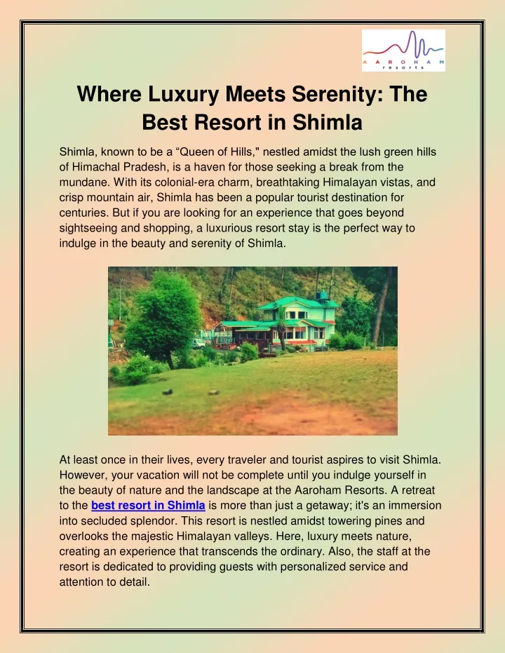 where luxury meets serenity the best resort