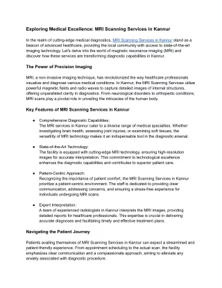exploring medical excellence mri scanning