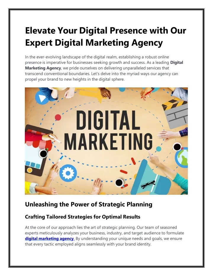 elevate your digital presence with our expert digital marketing agency