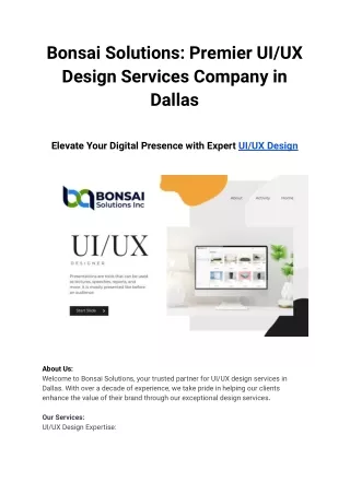Best UI UX Design Services Company In Dallas