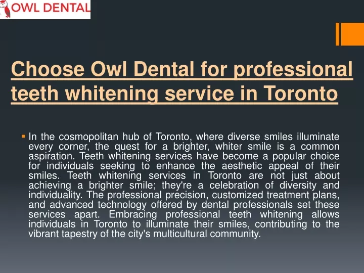 choose owl dental for professional teeth whitening service in toronto