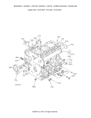 Kubota B2400D Tractor Parts Catalogue Manual (Publishing ID BKIDK0095)