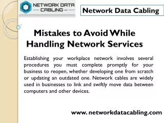 Fiber optic cabling services - Network Data Cabling