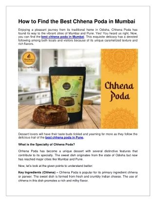 How to Find the Best Chhena Poda in Mumbai