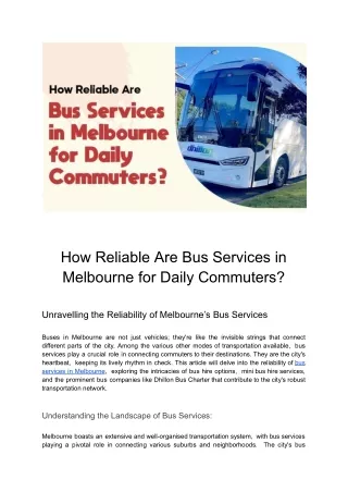how reliable are bus services in melbourne