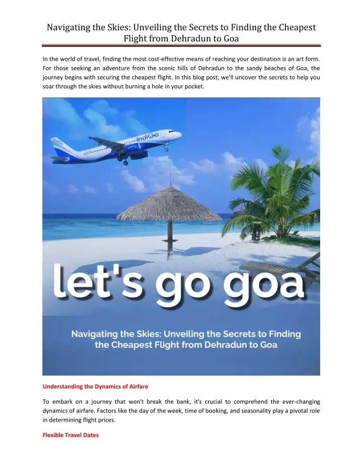 PPT - Navigating the Skies Unveiling the Secrets to Finding the Cheapest Flight from Dehradun to 