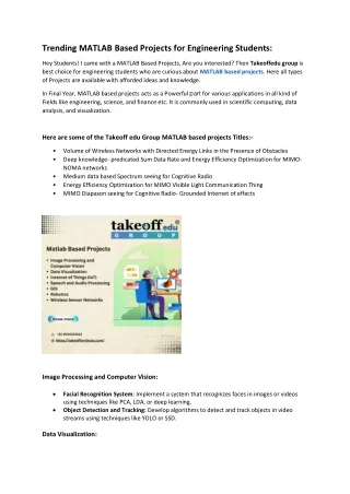 trending matlab based projects for engineering