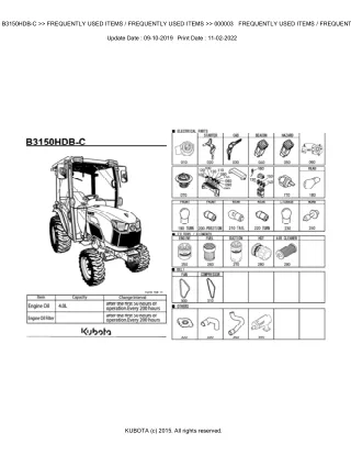 Kubota B3150HDB-C Tractor Parts Catalogue Manual (Publishing ID BKIDK5056)