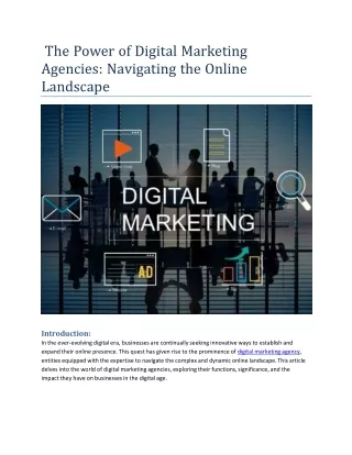 The Power of Digital Marketing Agency