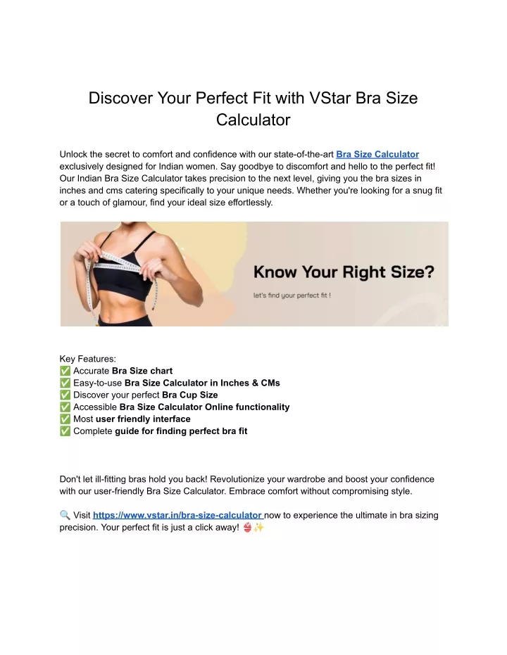 discover your perfect fit with vstar bra size
