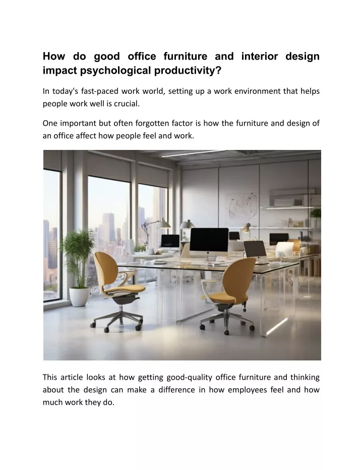 how do good office furniture and interior design