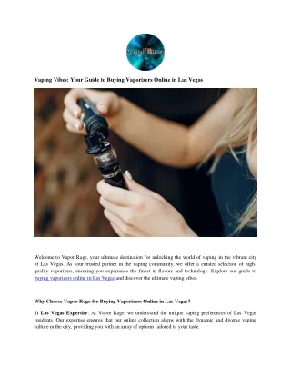 Vaping Vibes Your Guide to Buying Vaporizers Online in Las Vegas