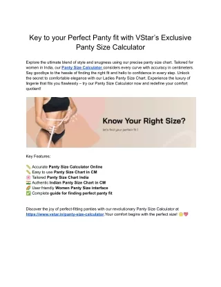 Key to your Perfect Panty fit with VStar’s Exclusive Panty Size Calculator