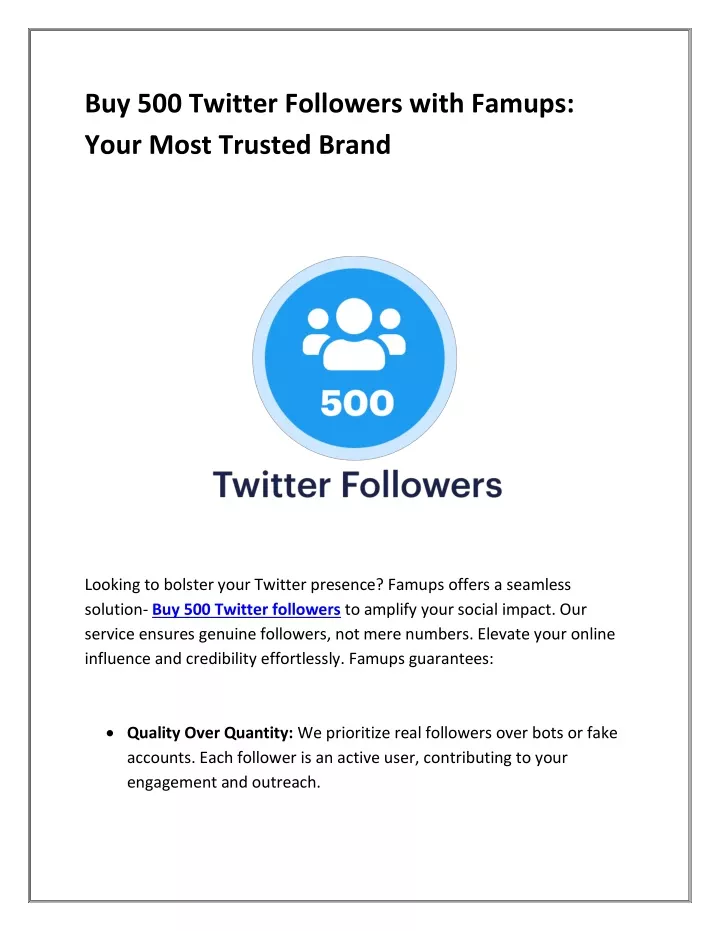 buy 500 twitter followers with famups your most