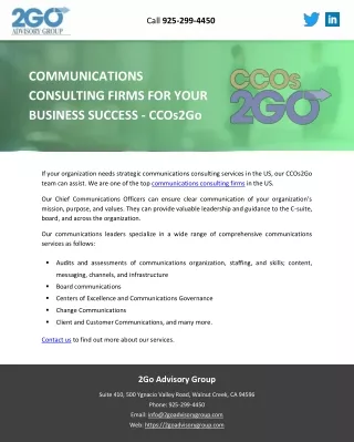 COMMUNICATIONS CONSULTING FIRMS FOR YOUR BUSINESS SUCCESS - CCOs2Go