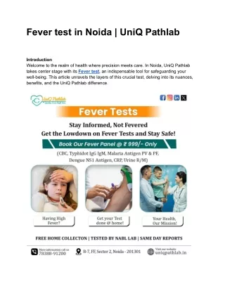 fever test in noida uniq pathlab