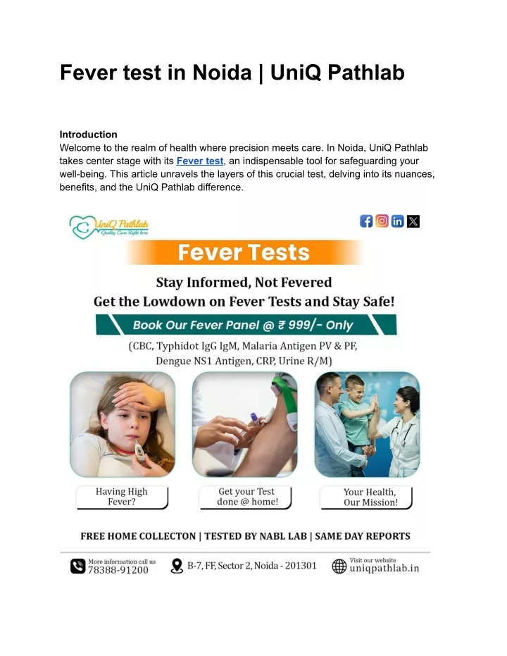 fever test in noida uniq pathlab