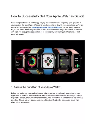 How to Successfully Sell Your Apple Watch in Detroit
