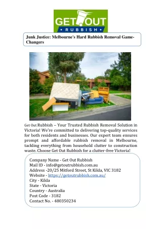 Junk Justice Melbourne's Hard Rubbish Removal Game-Changers