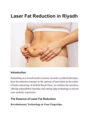 Laser Fat Reduction in Riyadh