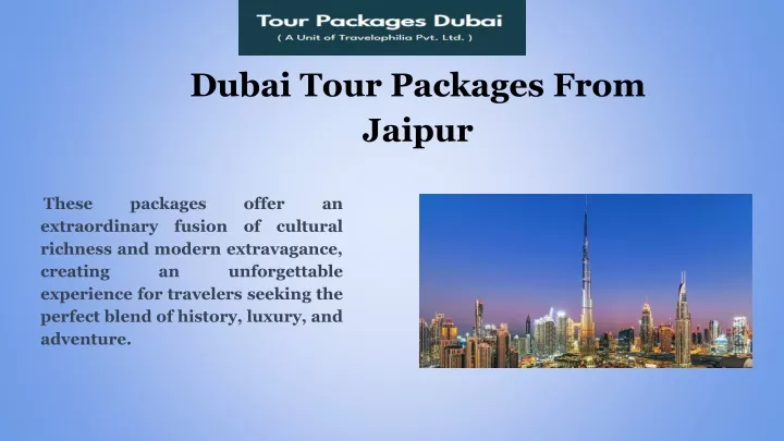 dubai tour packages from jaipur