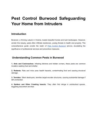 Pest Control Burwood Safeguarding Your Home from Intruders