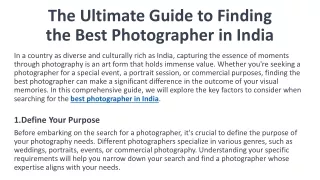 Find Best Photographer in India