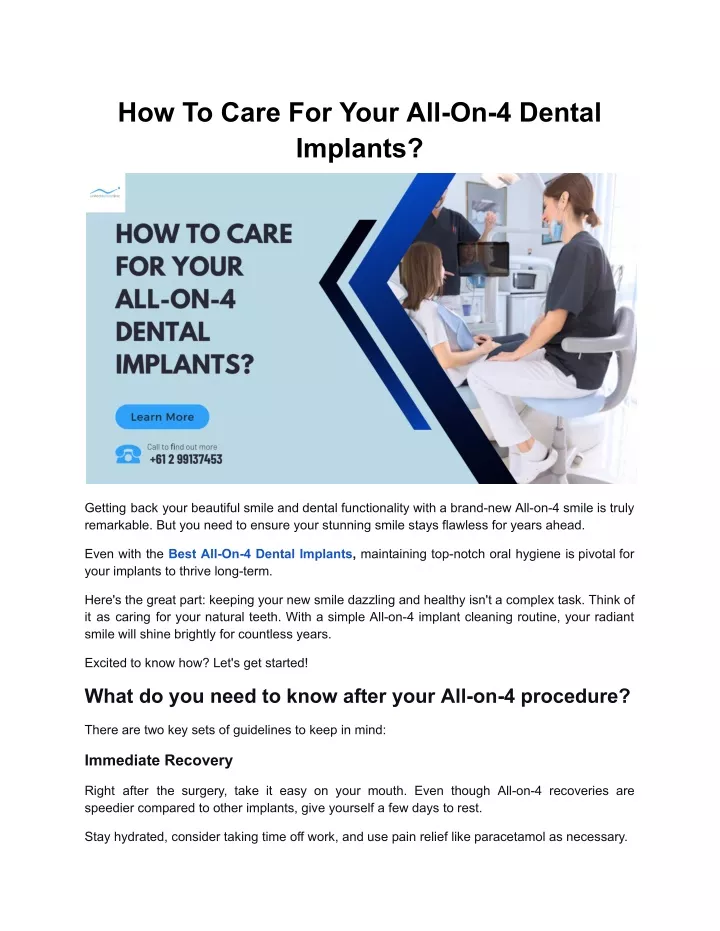 how to care for your all on 4 dental implants