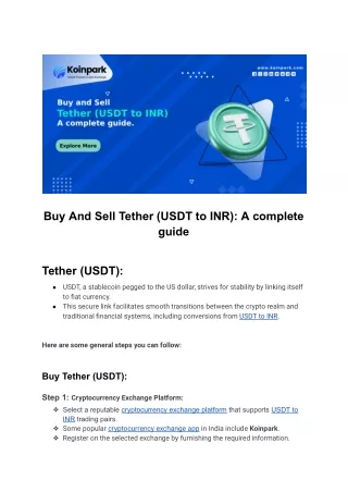 Buy And Sell Tether (USDT to INR)_ A complete guide