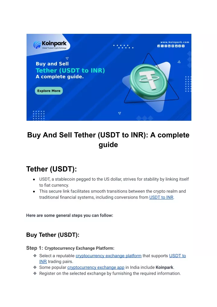 buy and sell tether usdt to inr a complete guide