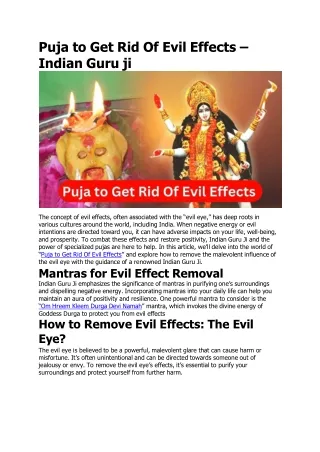puja to get rid of evil effects indian guru ji