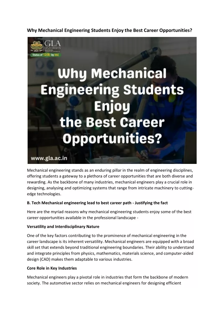 why mechanical engineering students enjoy