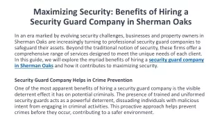 Best Security Guard Company in Sherman Oaks