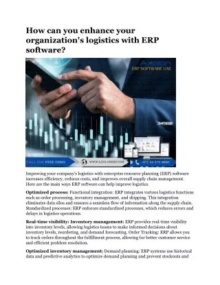 how can you enhance your organization s logistics