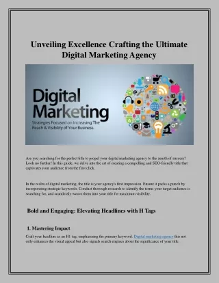 Unveiling Excellence Crafting the Ultimate Digital Marketing Agency