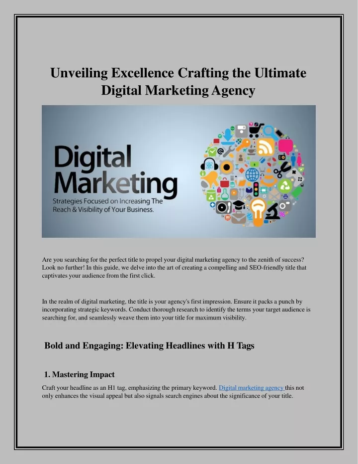 unveiling excellence crafting the ultimate digital marketing agency