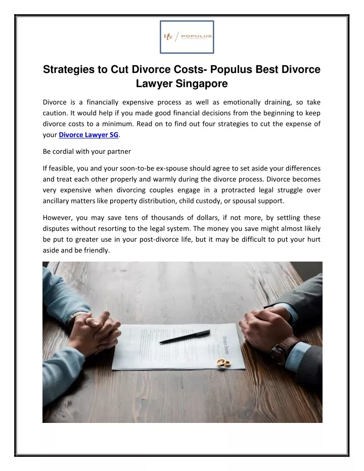strategies to cut divorce costs populus best