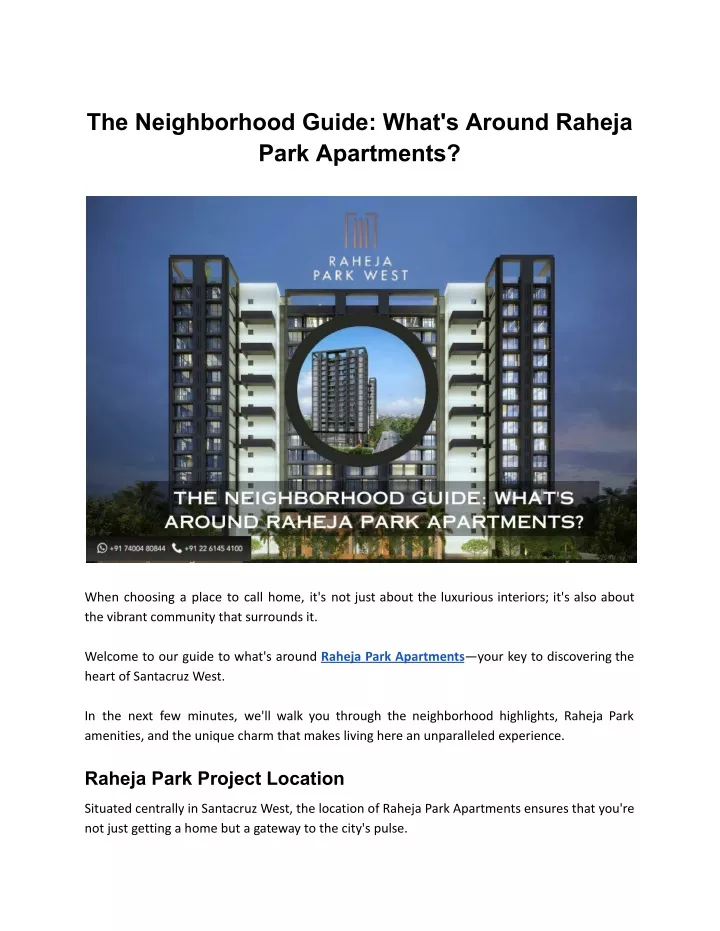 the neighborhood guide what s around raheja park