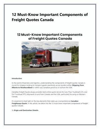 12 Must-Know Important Components of Freight Quotes Canada