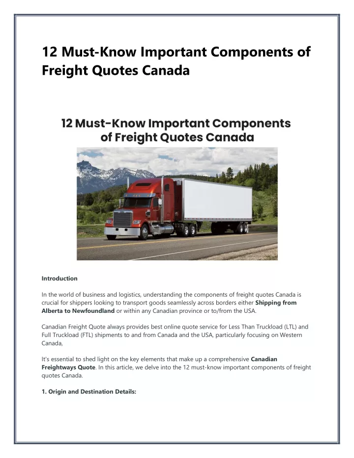 12 must know important components of freight